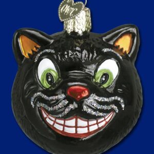 Big Grin Black Cat Glass Ornament
