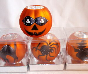 Pumpkin Mercury Glass Votive Holders