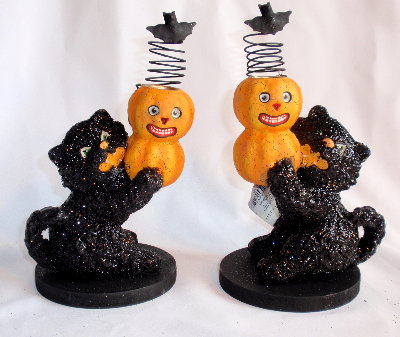 Glittered Cat Candleholder Pair 1 Glittered Cat Candleholder Pair