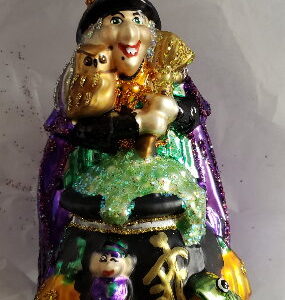 Witch with Cauldron Glass Ornament