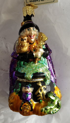 Witch with Cauldron Glass Ornament 1 Witch with Cauldron Glass Ornament