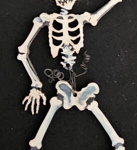 Jill Ellen Chambers Wood Die-Cut Hand Painted Hanging Skeleton Ornament