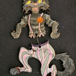Jill Ellen Chambers Wood Die-Cut Hand Painted Dangling Wolf Ornament