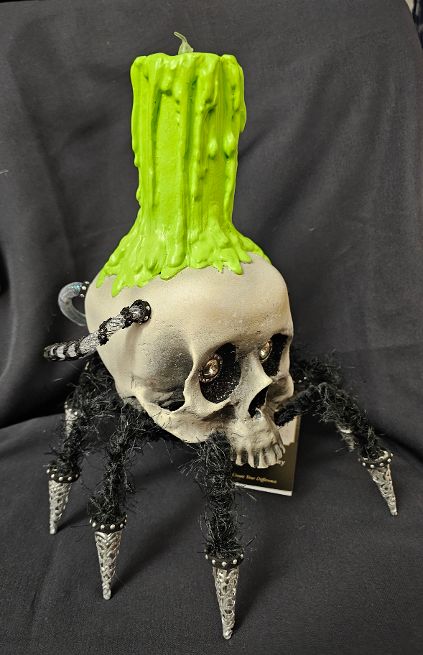 Katherines Collection Large Chaotic Spider Skull Candle 2 Katherines Collection Large Chaotic Spider Skull Candle - Image 2