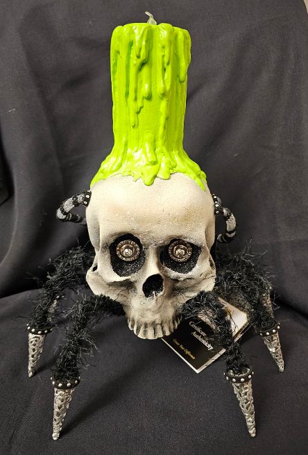 Katherines Collection Large Chaotic Spider Skull Candle 1 Katherines Collection Large Chaotic Spider Skull Candle