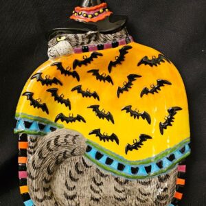 Fitz & Floyd Kitty Witch Bat Motif Canape Plate
