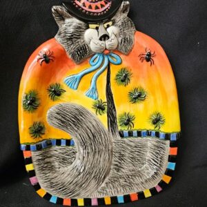 Fitz & Floyd Kitty Witch Spider Motif Canape Plate