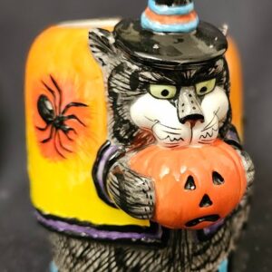 Fitz & Floyd Halloween Kitty Witch Candle Cup